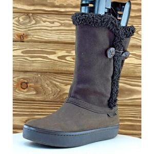 Crocs Size 7 M Round‎ Toe Brown Warm Synthetic Boots 14777